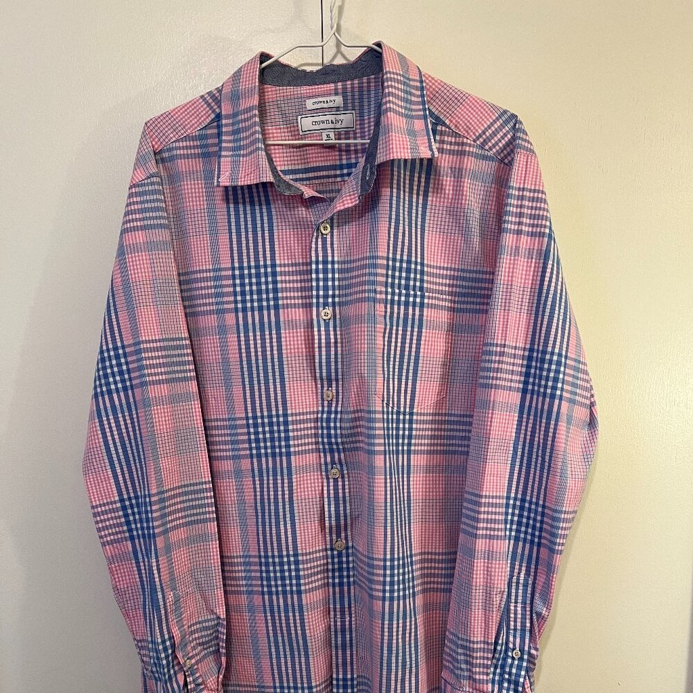 Crown & Ivy Men's Casual Button Down Shirt, Size XL, Cotton
